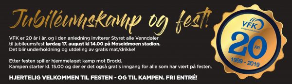 Jubileumsfest lørdag 17. august