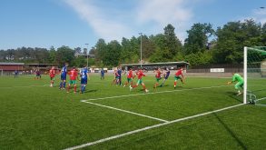 Her skårer Markus Nyhus sitt første mål for A-laget.