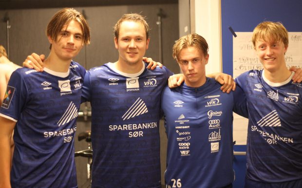 Debutantene Fabian Engedal, Daniel Berglund og Eirik Ryger pluss Follerås, som gjorde comeback etter skade